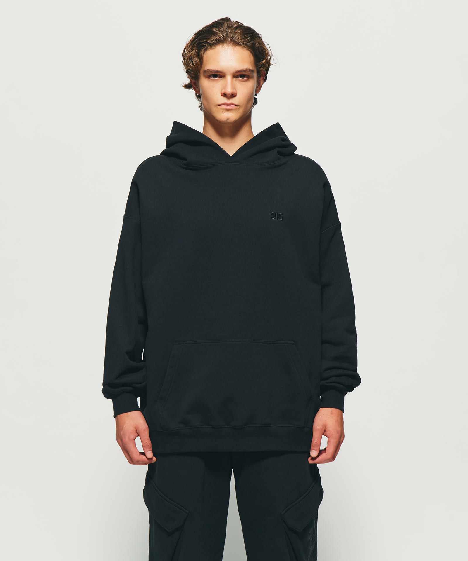 DIG SIGNATURE EMBROIDERED LOGO HOODIE｛CT-07｝【[01]BLACK】 | DIG